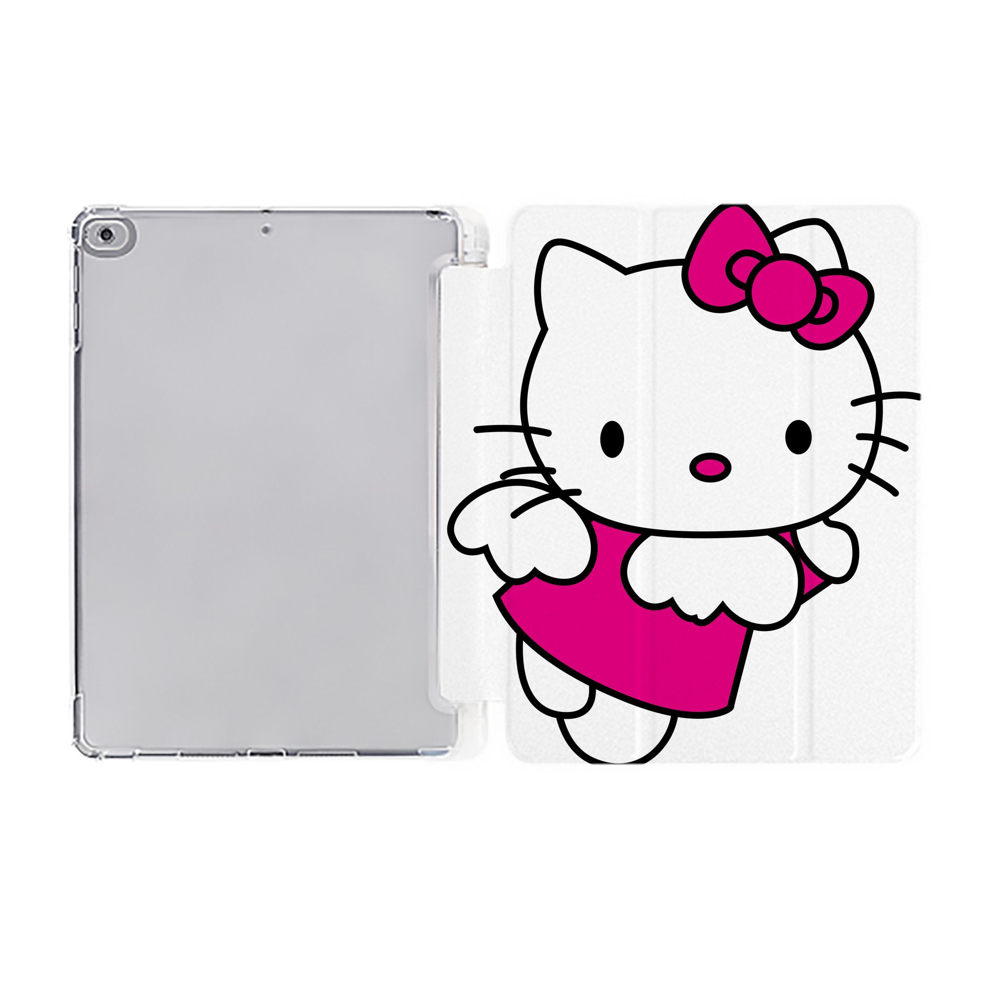 （画像用） Hello Kitty ハローキティ IPad ケース ペン収納付き 三つ折りスタンド PUレザー×シリコン 対応機種9.5/10.5/10.9インチ